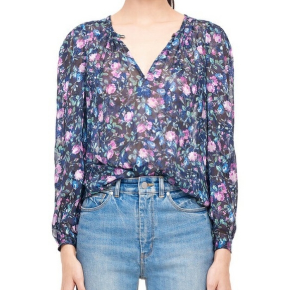 Rebecca Taylor Tops - Rebecca Taylor Floral Silk Jacquard Top purple